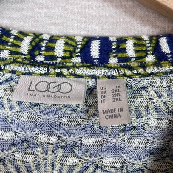 Logo Lori Goldstein Geometric Cardigan Duster Size 1X Long Line Button Up Retro - Picture 5 of 9